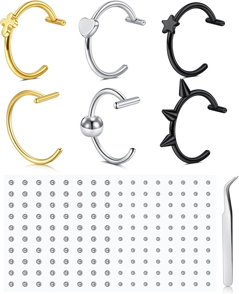 QWALIT Fake Lip Piercing Fake Lip Ring Fake Nose Ring Fake Snake Bites Fake Nose Piercing Faux Lip Rings Fake Snake Bite Piercing Clip Lip Ring Ear Cuff Earrings - Image 1